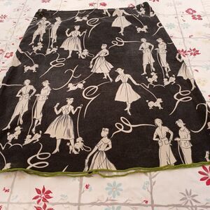 Soulmates Size 7 Black Women Dog Print Zipper Cotton Women's Skirt